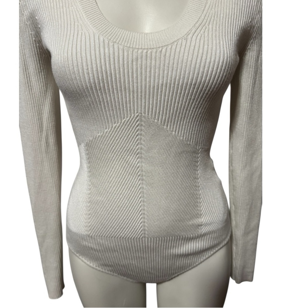 Abercrombie & Fitch Ivory Sculpting Bodysuit Size Medium Minimalist Chic Staple - Picture 6 of 15